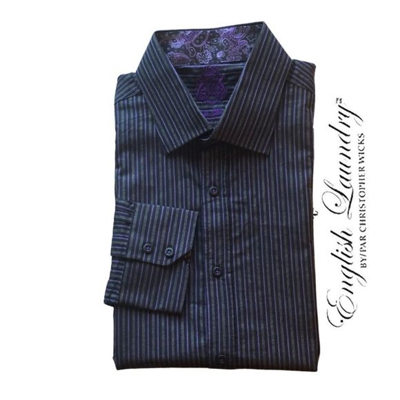 English Laundry by Christopher Wicks Striped Dress Shirt NWOT, Size 17 3… - Picture 1 of 11